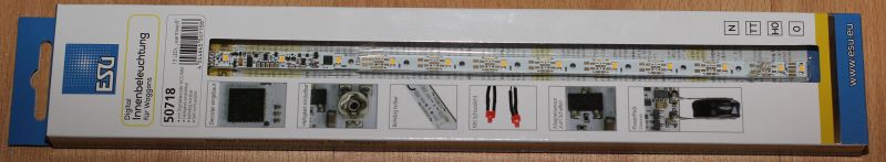 50718 Innenbeleuchtungs-Set mit Decoder + Schlusslicht, 264mm, teilbar, PowerPack Option, 13 LED, warm white, Spurweite: N, TT, H0