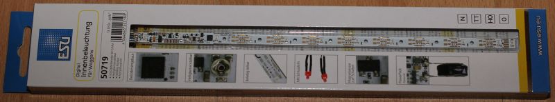 50719 Innenbeleuchtungs-Set mit Decoder + Schlusslicht, 264mm, teilbar, PowerPack Option, 13 LED, gelb, Spurweite: N, TT, H0